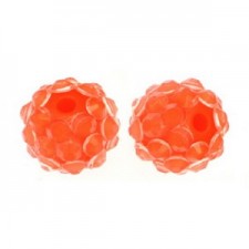 Resin rhinestone shamballa bead 10x12mm Dutch orange